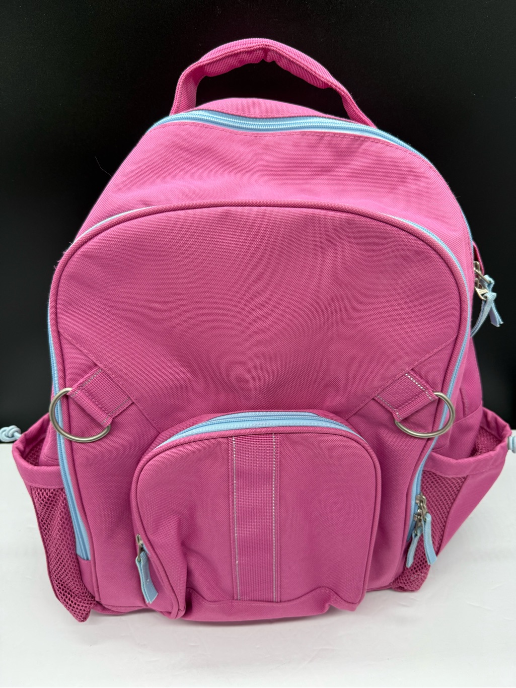 Pottery Barn Kids Pink Backpack With Light Blue Trim- Like New — image 8 of 8